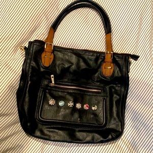 Large Black leather tote